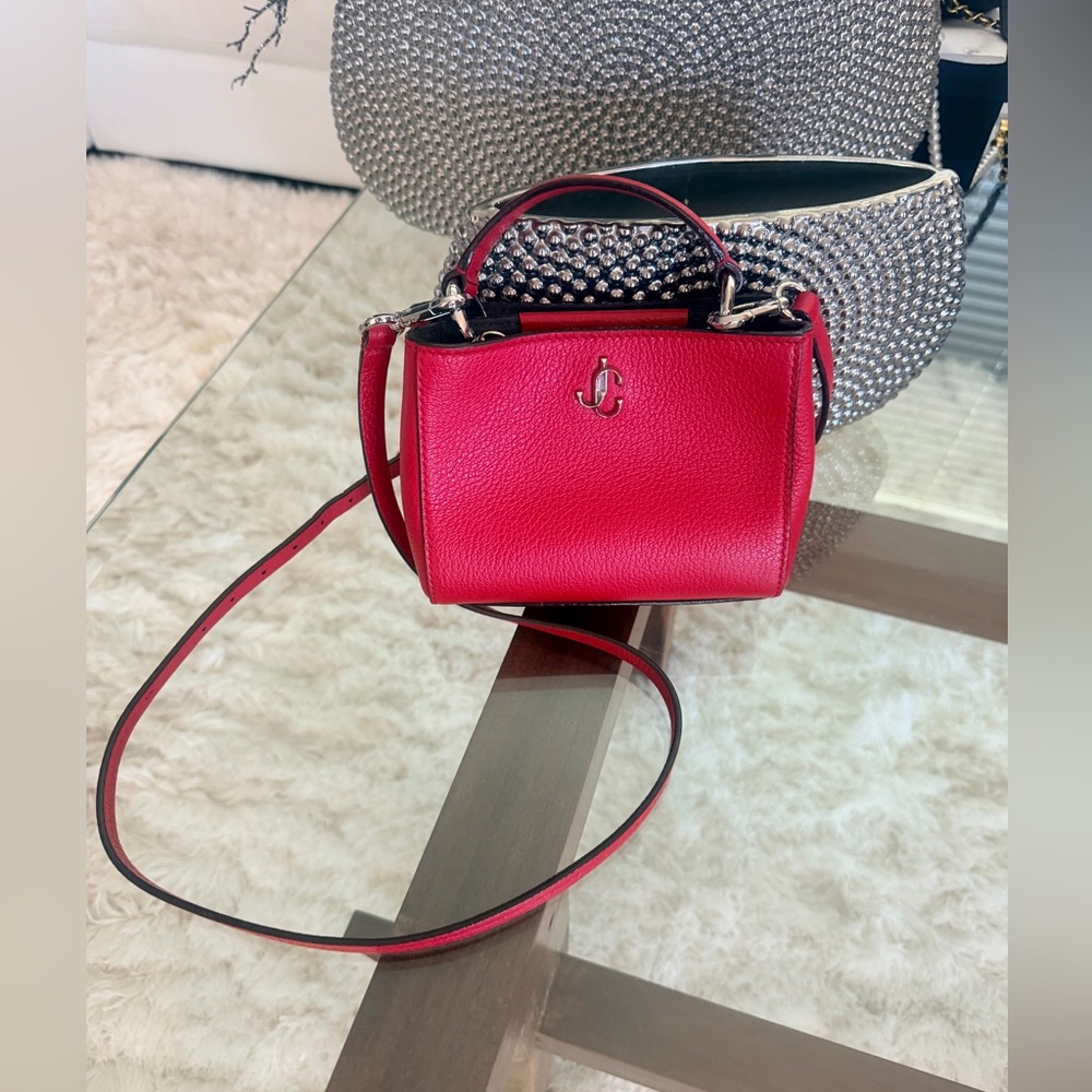 Jimmy Choo Red Top Handle Crossbody Leather Bag